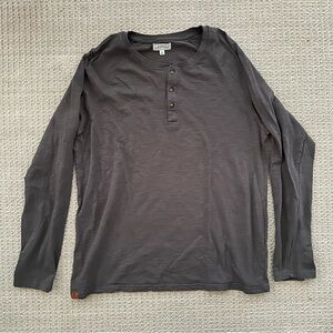 Simply Southern Grey 100% Cotton Long Sleeve Henley T-Shirt Men’s Large gray